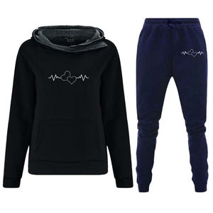 2023 Women Tracksuit Two Piece Set Winter Warm Hoodies Pants Pullovers Sweatshirts Female Jogging Sports Outfits Suits Slim Fit