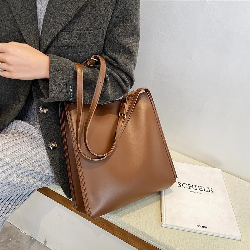 Quality Women Tote Bag Shoulder Leather Handbag 2022 Designer Luxury Totes Large Capacity Solid Color Shopper Bag Women Bolsos