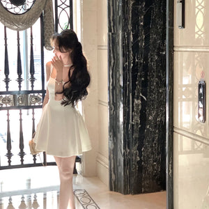 2024 Summer Solid Midi Dress Women French Elegant Holiday Party Dresses A-line Prom Robe Wedding Vestidos Ladies Clothes New