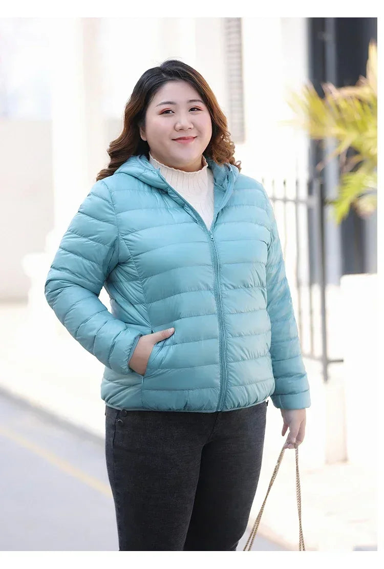 Plus Size 7xl 6xl 5xl Fall Women's Lightweight Water-Resistant Packable Hooded Jackets Autumn Winter Warm Female Down Coats