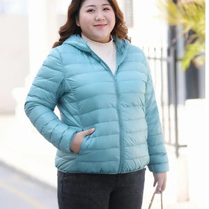 Plus Size 7xl 6xl 5xl Fall Women's Lightweight Water-Resistant Packable Hooded Jackets Autumn Winter Warm Female Down Coats