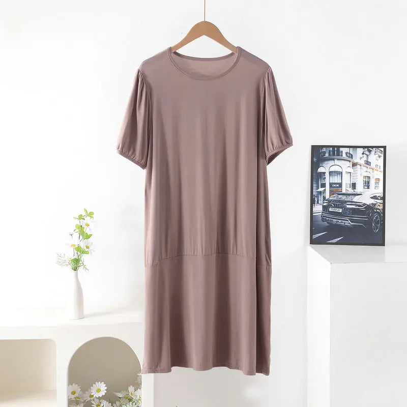 Plus size Summer women's Loose dress short sleeves solid color XL to 8XL  dresses