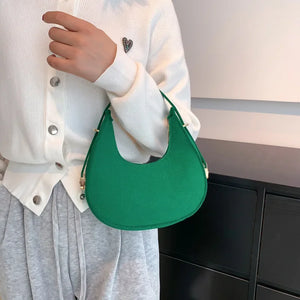 Fashion Luxury Design Felt Shoulder Hobo Bag Women Clutch Handbag Purse Female Solid Color Underarm Bag Small Shopper Tote