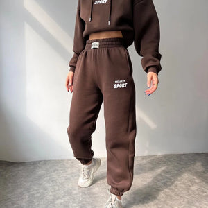 Women Thickened Tracksuit Autumn Winter Warm Hoodies Top Pant Suits Sweatshirts Jogging Pant Outfits Sweatpants 2 Piece Sets