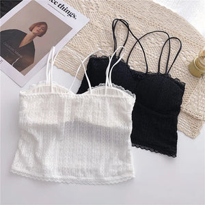 Fashion Lace Camisole For Female Sexy Underwear Women's Lingerie Brassiere White Tube Top Lady Soft Cropped Tops Vest Cami Bra