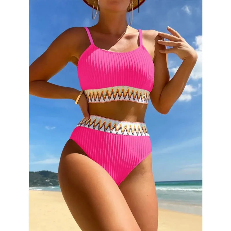 Sexy Bikinis 2024 Women Halter Brazilian Bikini Set Female Pleated Swimsuit New Triangle Swimwear Beach Wear Bathing Suit