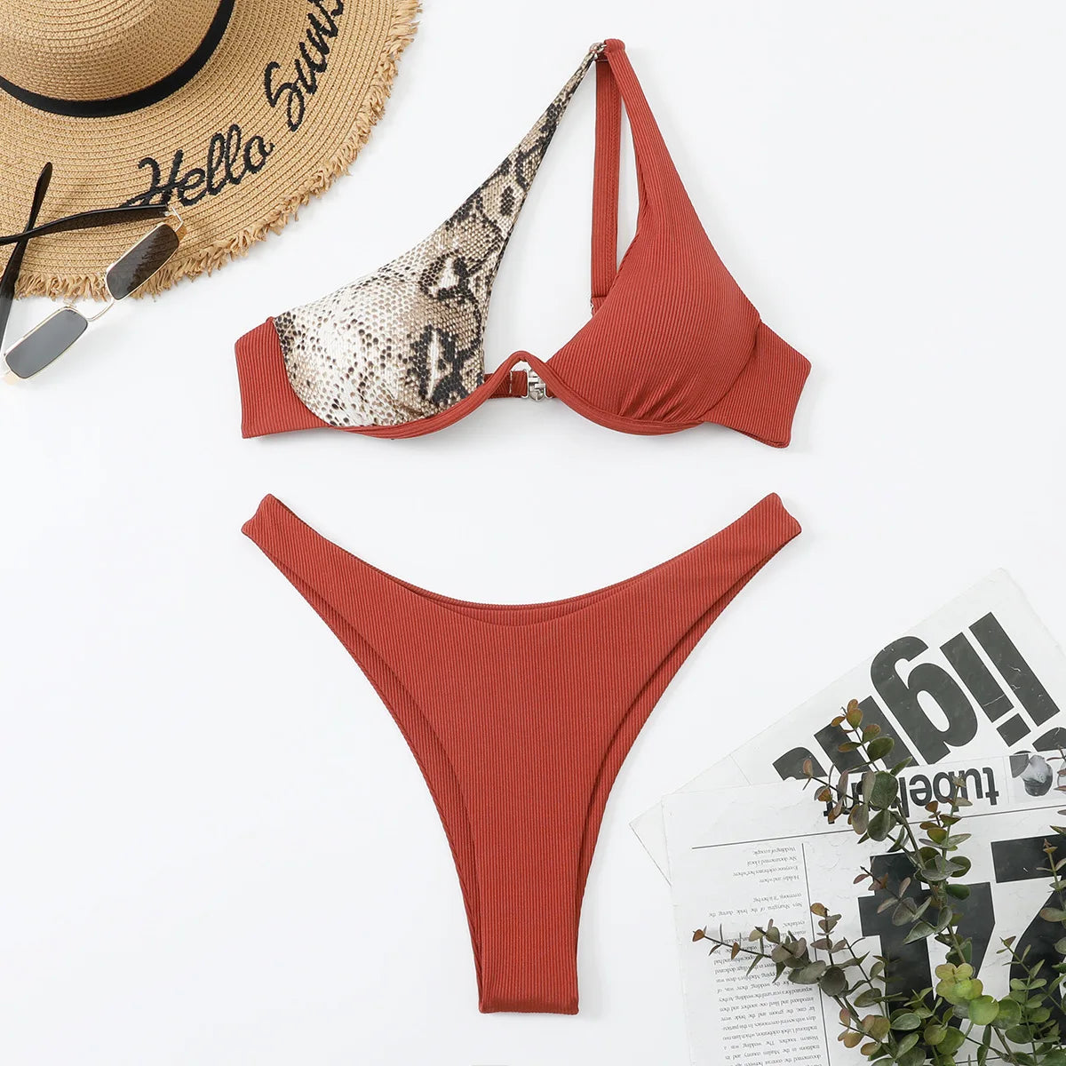 Sexy Micro Bikini 2024 Women Summer One Shoulder Neon High Cut Brazilian Bikini Set Push Up Swimming Suit Swimsuit