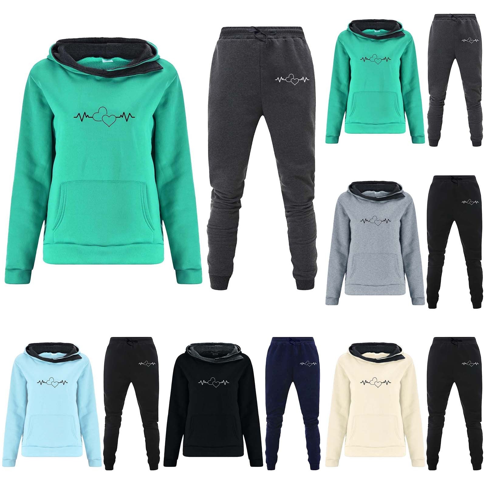 2023 Women Tracksuit Two Piece Set Winter Warm Hoodies Pants Pullovers Sweatshirts Female Jogging Sports Outfits Suits Slim Fit