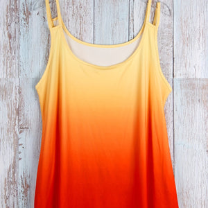 Plus Size Ombre Cut Out Cami Top Casual Crew Neck Sleeveless Top For Summer Women's Plus Size Clothing