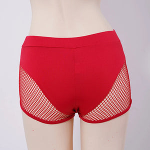 Womens Hollow Out Fishnet Booty Shorts Sexy Lingerie Mid Waist Stretchy Hot Pants for Sports Fitness Yoga Pole Dancing Swimming