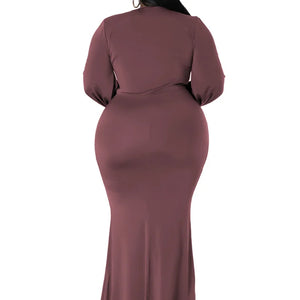 Wmstar Plus Size Party Dresses for Women Long Sleeve Stretch Sexy V Neck Elegant Maxi Dress Fall Clothes Wholesale Dropshipping