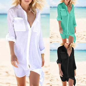 Hot Cotton Tunics for Beach Women Swimsuit Cover-ups Woman Swimwear Beach Cover up Beachwear Mini Dress Saida de Praia