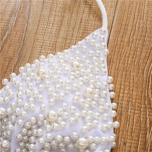 Sexy Halter Mini Bikini Female Swimsuit Women Swimwear Two-pieces Bikini set Luxury Pearl Bather Bathing Suit Swim Lady V2090