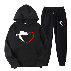 Hot Autumn Winter Womens Hoodie + Sweatpants 2-piece Sweat Suits  Hooded Jogging Sports Suits Fashion Printed Track Suits