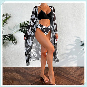 2 Piece Floral Print Bodysuit With Beach Skirt 2024 Women Padded Bikinis Swimwear Female Bathing Swimming Suit Summer Beachwear