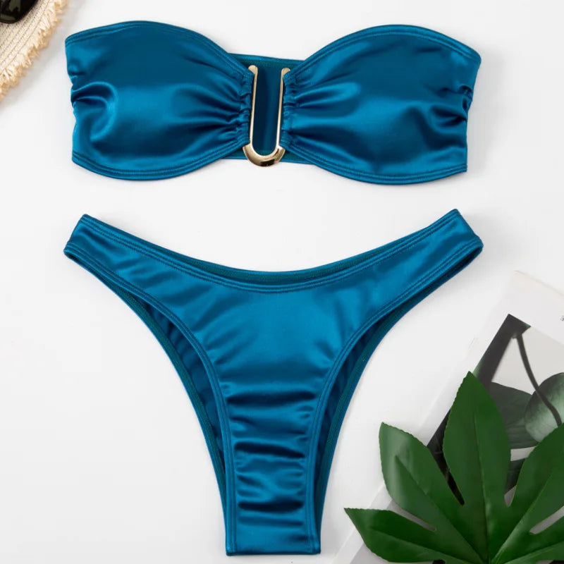 Strapless Push Up Swimwear Women Sexy Bikini Sets 2024 Summer Fashion Micro Bikini Women Low Waist Maillots De Bain Femme