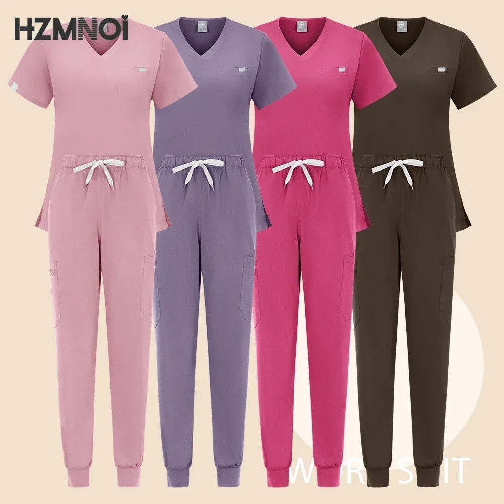 Wholesale Medical Service Scrubs Set Nurse Scrub Suit Hospital Doctor Work Clothes Surgical Uniform Multicolor Jogging Top Pants