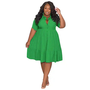 Wmstar Plus Size Summer Dresses Women's Clothing Solid Elegant Casual Cute Ball Gown Shirts Mini Dress Wholesale Dropshipping