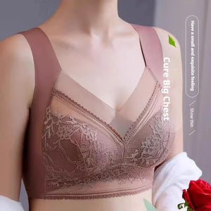 L-6L Women Large Bra Push Up Ice Silk Seamless upper Bralette Lace Wireless Summer Bras Plus Size Top Lingerie Underwear 15019