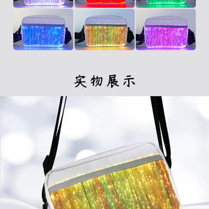 2024 Luminous LED Colorful Single-Shoulder Bags High Street Crossbody Bag Optical Fiber Fabric Fashion Square Bag 가방 сумка Bolso