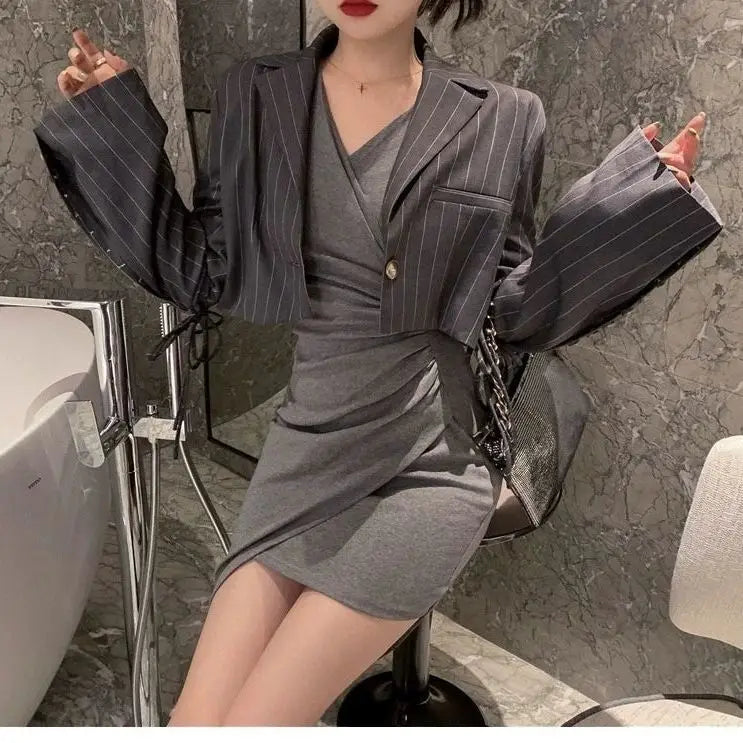 2024 Summer Korean Version New Fashion Sexy Temperament Dresses for Women Slim Fit and Slim Sexy Wrap Hip Skirt Trend