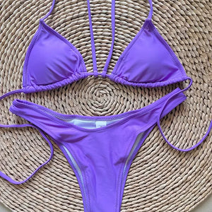 Micro Brazilian Mini Bikini Set Swimming Suits Pads Bikinis 2024 Push Up Bathing Suits Coffee String Swimwear Women Swimsuit