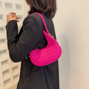 Fashion Luxury Design Felt Shoulder Hobo Bag Women Clutch Handbag Purse Female Solid Color Underarm Bag Small Shopper Tote