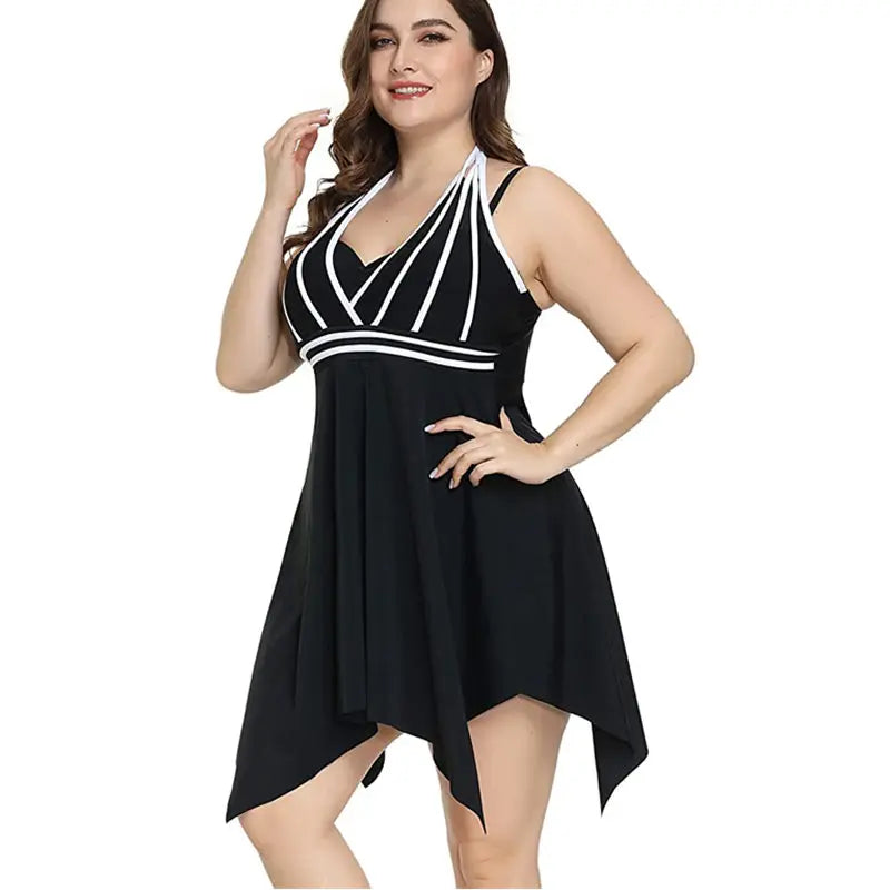 Summer Women's Swimsuit 2024 New Halter Swimdress Plus Size Swimwear Two Piece Tankini Swimsuits