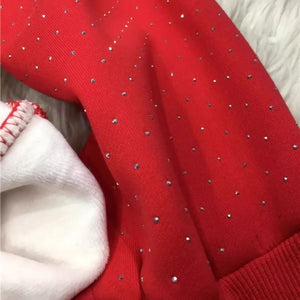 Plus Size L-4XL 150KG Women's Fleece Sweatpants 2024 New Red Diamond Stamping Harem Pants Autumn/winter Casual Female Trousers