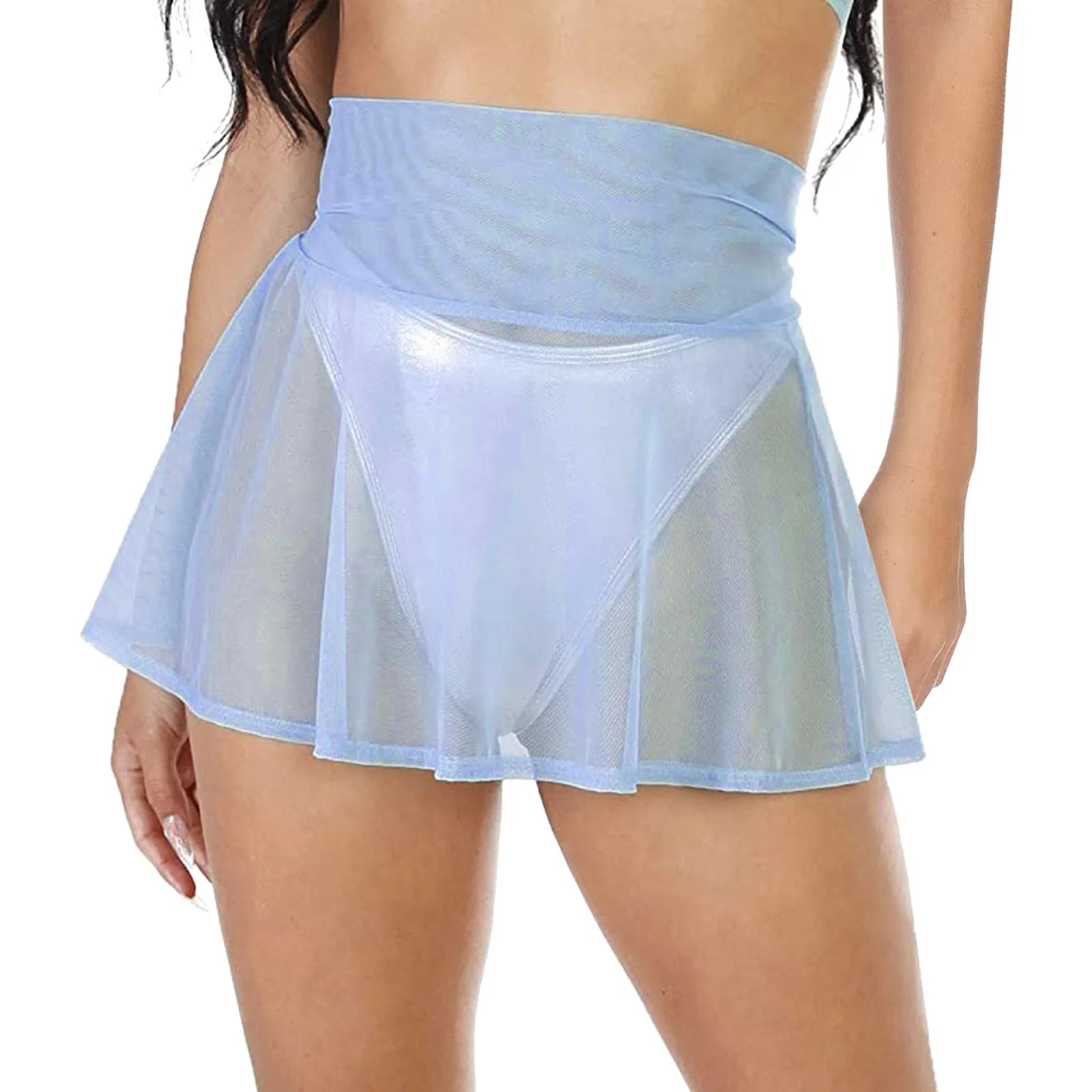 Women Ruffle Trim Sheer Beach Skirt Cover Up Solid Color Ladies Transparent High Waist Cover Ups Female Beachwear