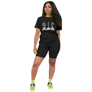 Women's Tracksuit T-Shirts Suit Short Sets for Women 2 Pieces Daily Casual 2024 Jogging Summer Sports Outfit Legging Matching