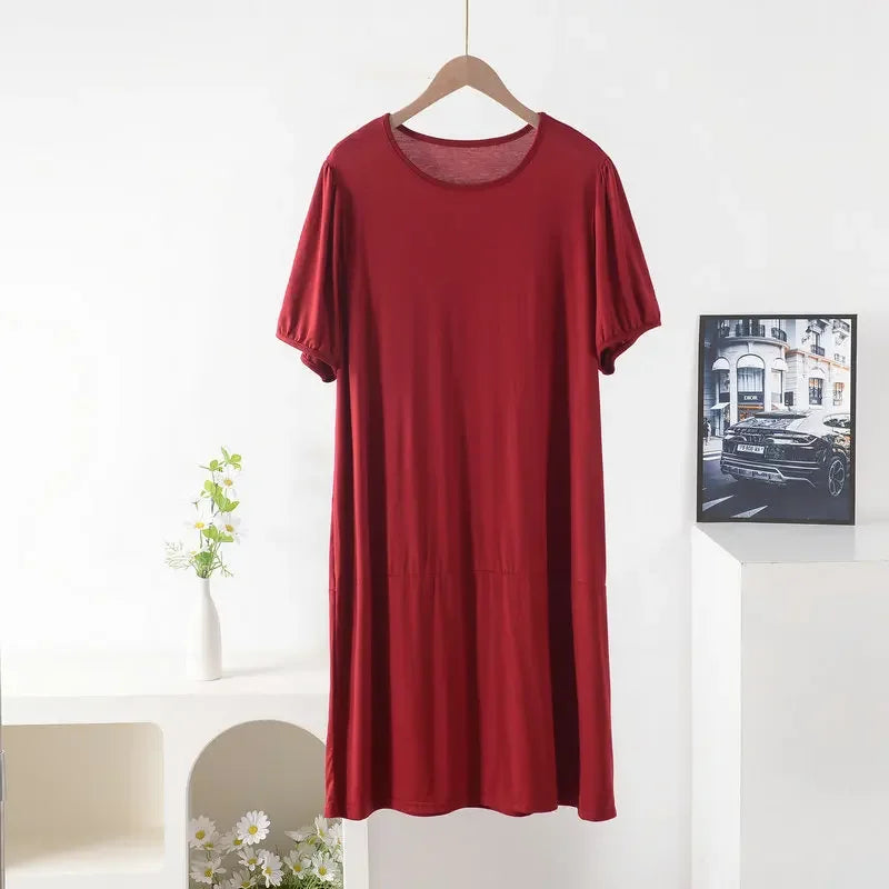 Plus size Summer women's Loose dress short sleeves solid color XL to 8XL  dresses