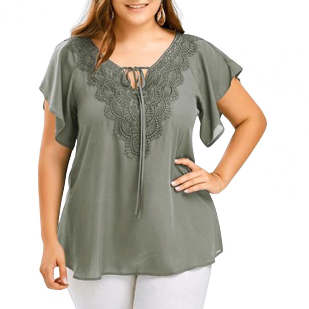 Plus Size Women Blouse V Neck Flare Sleeves Casual Top Lady dresses for women plus size women clothing Large Size 4XL 5XL