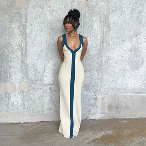 2023 Y2K INS Clothes Elegant Strap Sleeveless High Waist Slit Bodycon Evening Dress Sexy V Neck Corset Party Dress for Women