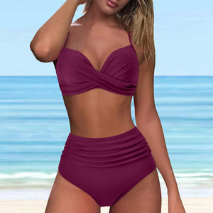 Floral Twist High Waist Bikini Set Swimsuit For Women Push Up Two Pieces Swimwear 2023 Beach Bathing Suits Women Swimwear