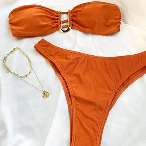 Strapless Push Up Swimwear Women Sexy Bikini Sets 2024 Summer Fashion Micro Bikini Women Low Waist Maillots De Bain Femme