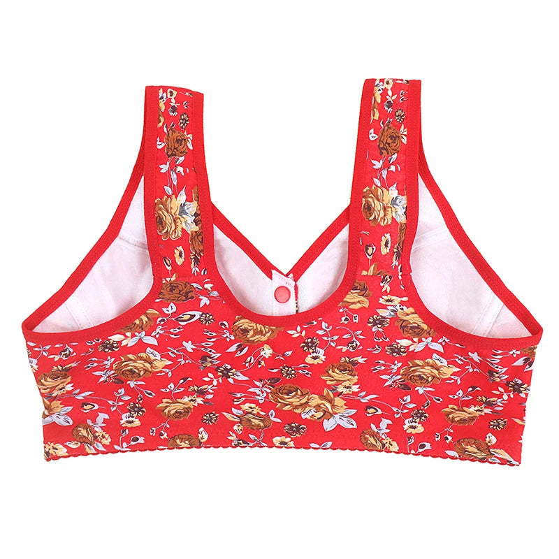 Thin Confortable Bra For Women Wire Free Bras Cotton Front Closure Underwear Female Everyday Lingerie Colorful Floral