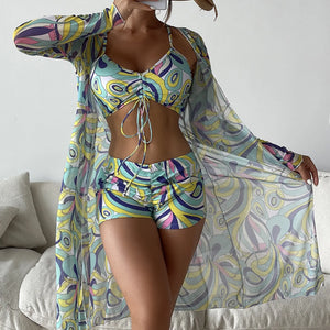 Sexy Print Bikini 2024 Women High Waist Swimsuit Cover Up Swimwear Female Lady Bathing Suit Swimming Summer Beachwear