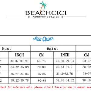 BEACHCICI Women Three Piece Bikini Summer Sexy Solid V Neck Suspender Pleated Hip Covering Thong Beach Vacation Swimsuit