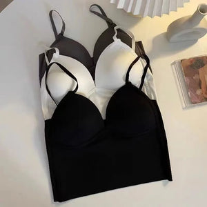 Sexy Women Lingerie Backless Bras Underwear Deep V Low Cut Push Up Bra Intimates Female Breathable Bralette Low Back Invisible