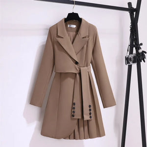 2022 Spring Slim Blazer Dress Office Lady New Casual Button Belt Mini Dresses Women's Elegant Fashion Solid Color Party Vestidos