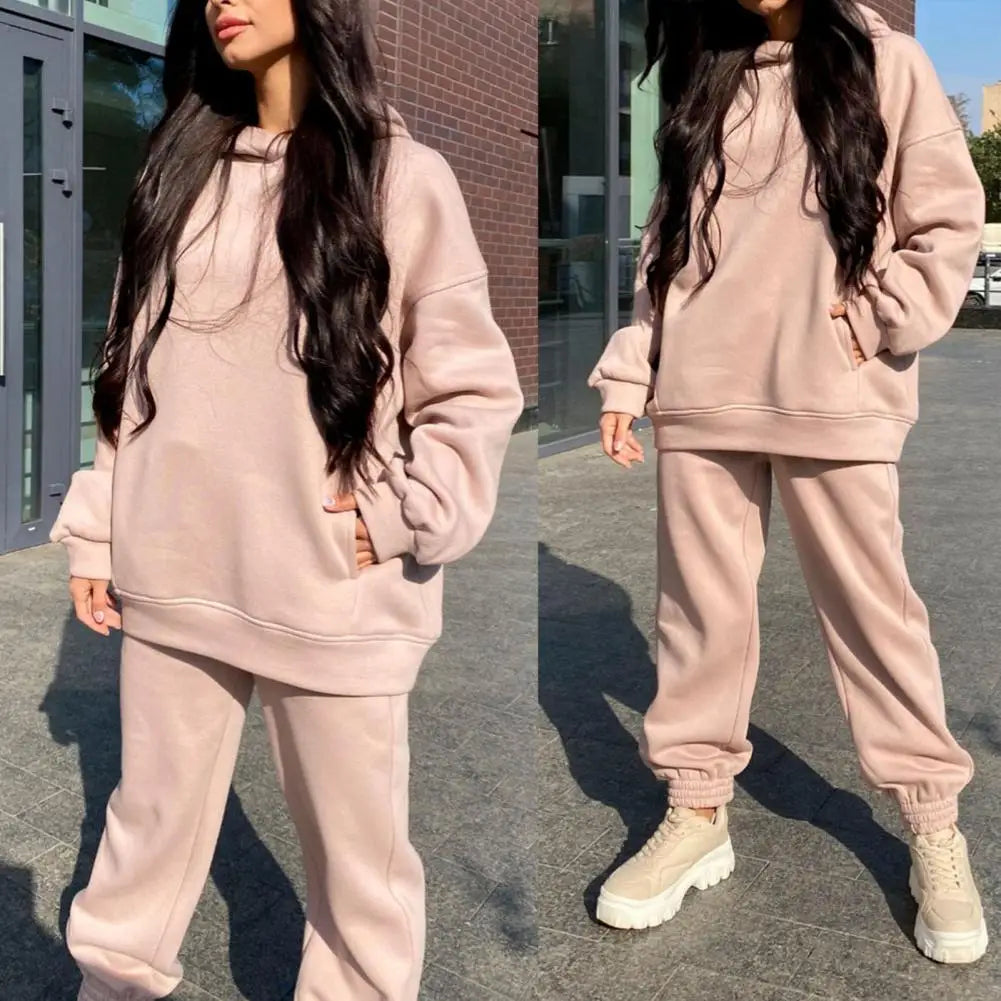 Hoodie pants set Tracksuit Women Outfit Sewing Suits Outfit Two Piece Jogging Set Velour Sweatshirt Hoodie Pants Suit Womens