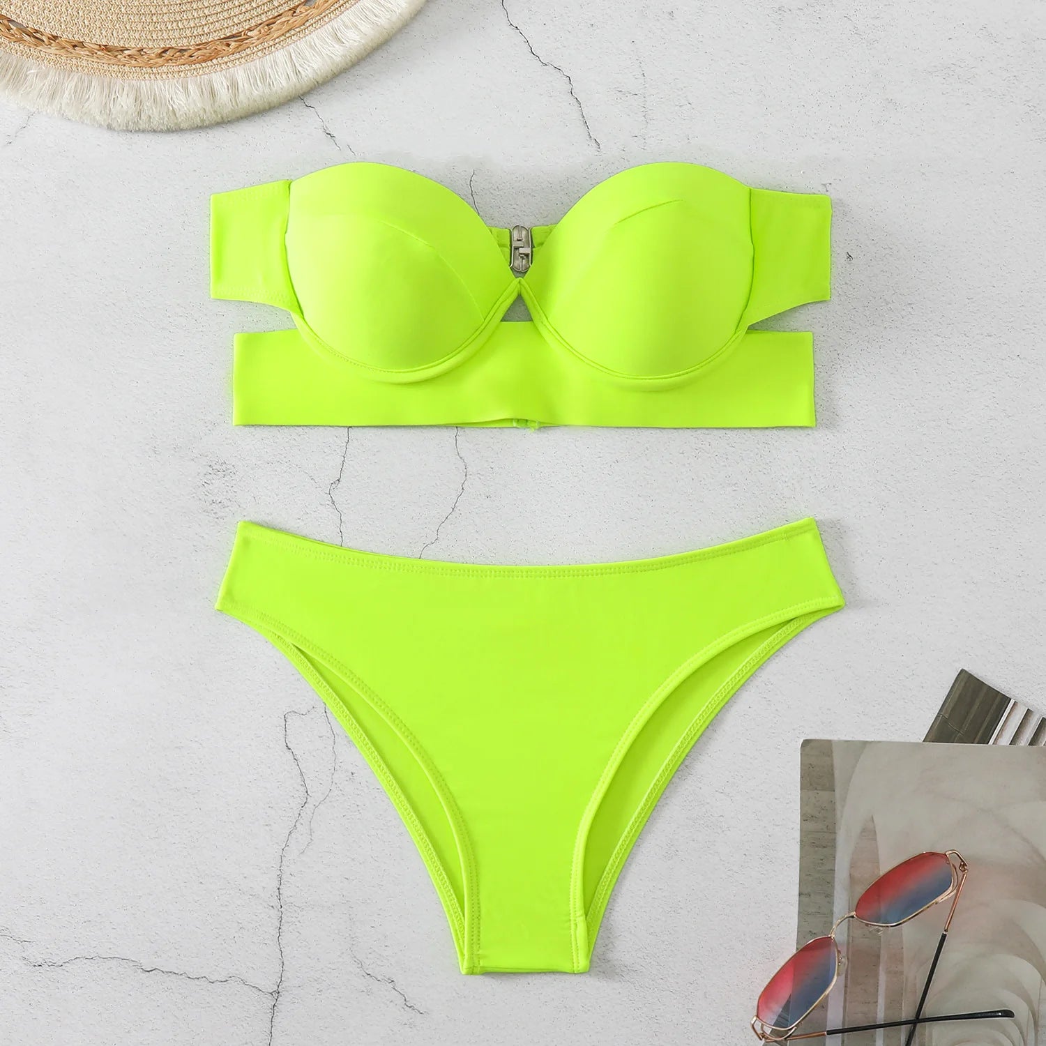 2024 Woman Separate Swimsuit Beach Outfits High Waist Sexy Bikini Set 2 Pieces Plus Size Bathing Suit Feminine Women's Swimwear