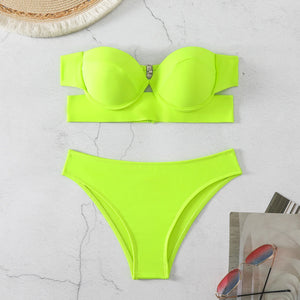 2024 Woman Separate Swimsuit Beach Outfits High Waist Sexy Bikini Set 2 Pieces Plus Size Bathing Suit Feminine Women's Swimwear