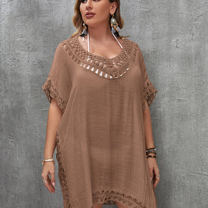 CROCHET BIKINI Plus Size Beach Tunic Women Swimwear Summer Sun Protection Clothes Cover Up Swim Beach Dress