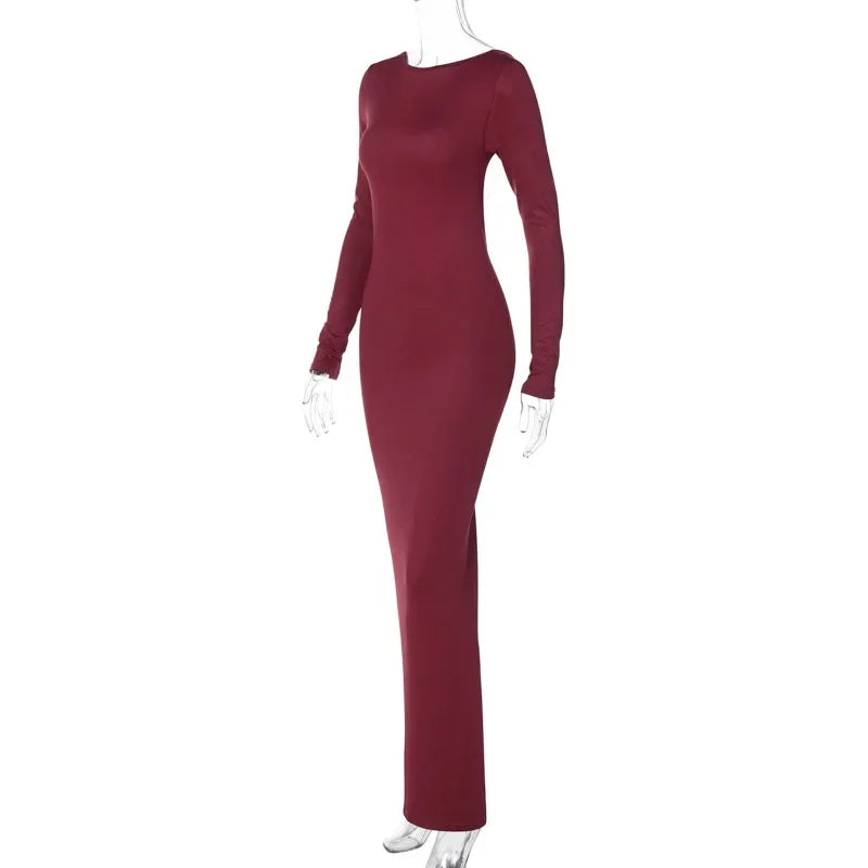 Autumn Winter Sexy Backless Bodycon Ruched Evening Party Maxi Long Dre Global Fashions GC Autumn Winter Sexy Backless Bodycon Ruched Evening Party Maxi Long Dre Global Fashions GC