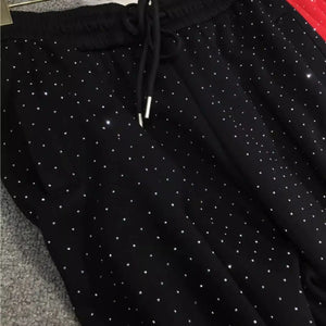 Plus Size L-4XL 150KG Women's Fleece Sweatpants 2024 New Red Diamond Stamping Harem Pants Autumn/winter Casual Female Trousers