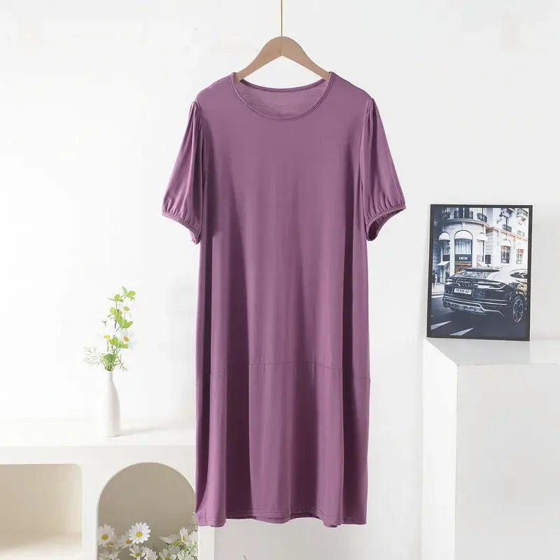 Plus size Summer women's Loose dress short sleeves solid color XL to 8XL  dresses