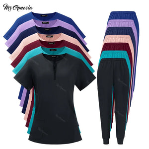 Surgical Uniforms Woman Nursing Sets Pocket Top Jogging Pants Medical Nurse Uniforms Scrubs Clinical Beauty Salon Hospital Suits