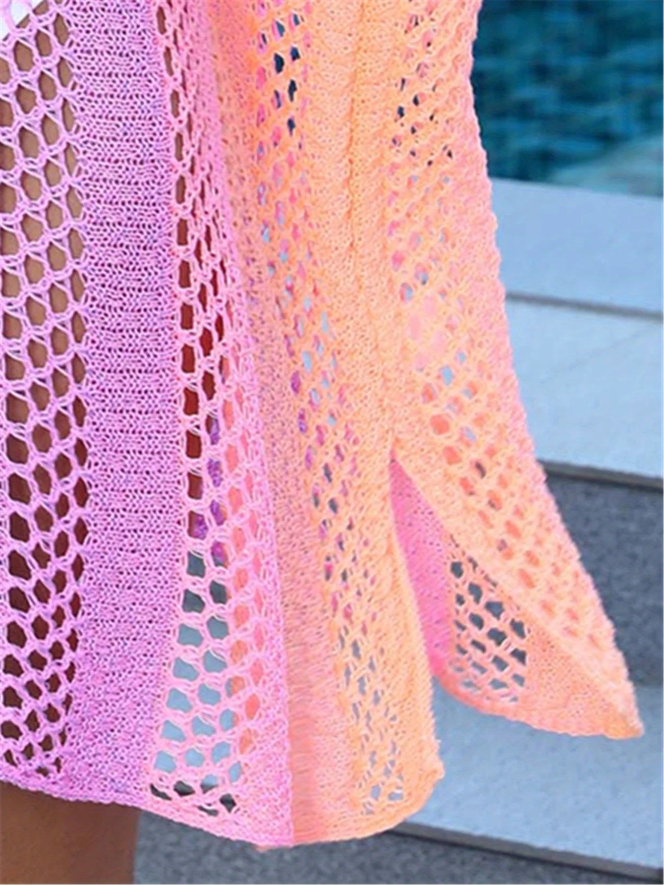 Fashion Hole Beach Cover Ups for Bikini Women Summer Outfit Sundress Sexy Hollow Out Pink Swim Wear Fishnet Split Tunic Pool New